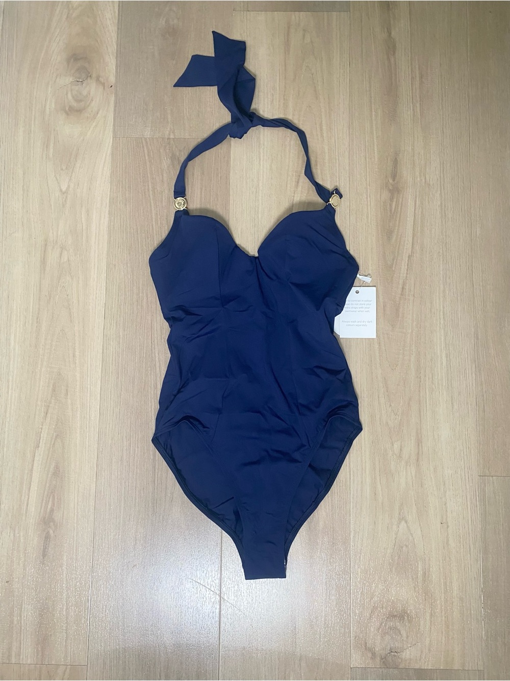 Aurora Navy Halter One-Piece Swimsuit Classic Support Additional Straps Size XS